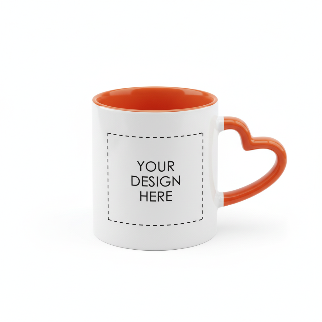 Dual Tone Coffee Mugs with Heart Handle 11oz