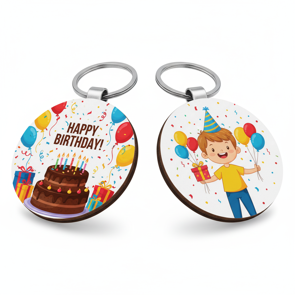 MDF Wood Double side Keychain